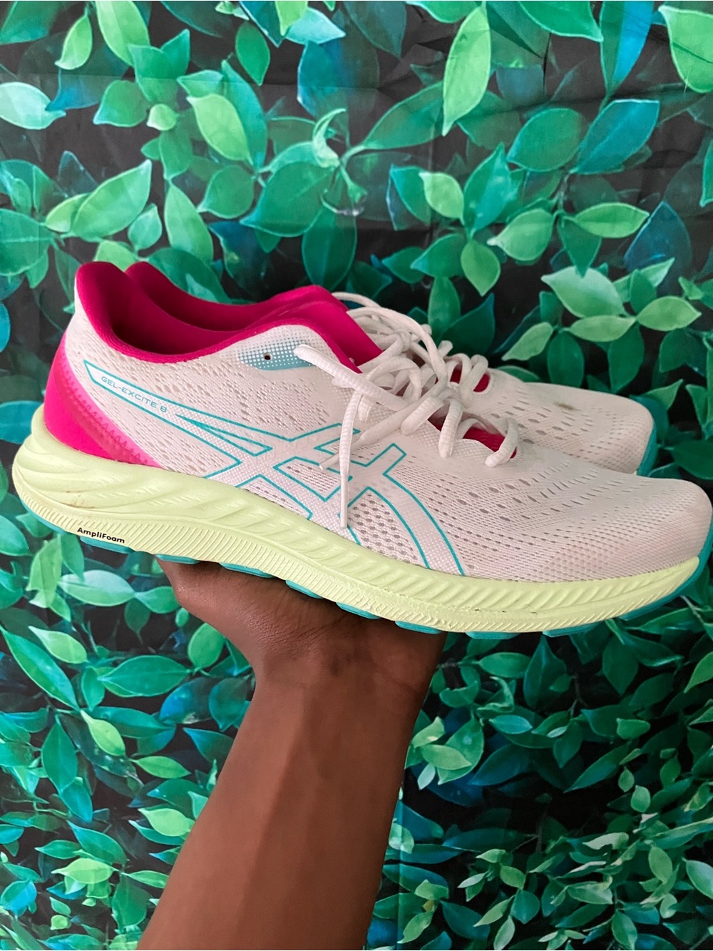ASICS Women's Light Pink & Hot Pink Running Sneakers with Aqua Accents